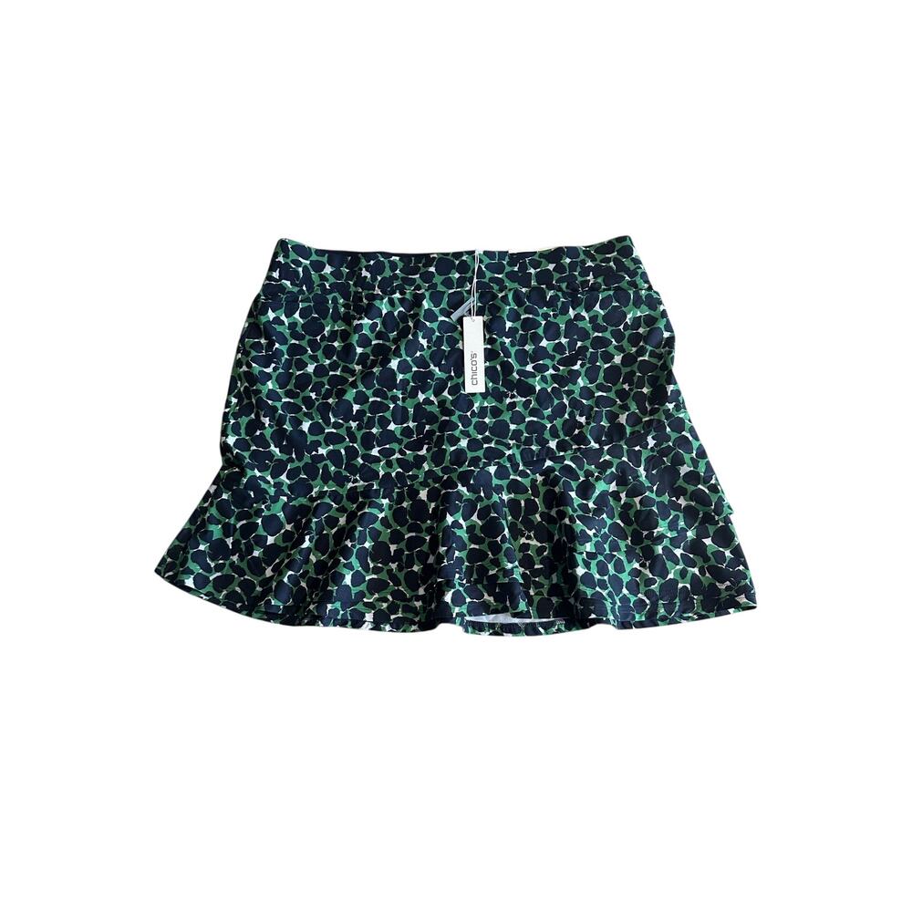 Chico's Zenergy UPF Neema Tulip Skort Twisted Ivy Blue Green 14 2.5 NEW